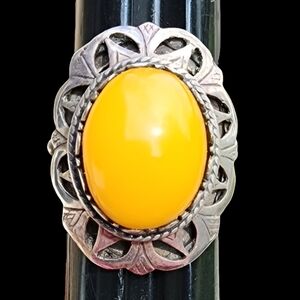 Sterling silver Native American Butterscotch, Amber ring size 7.5 hallma…